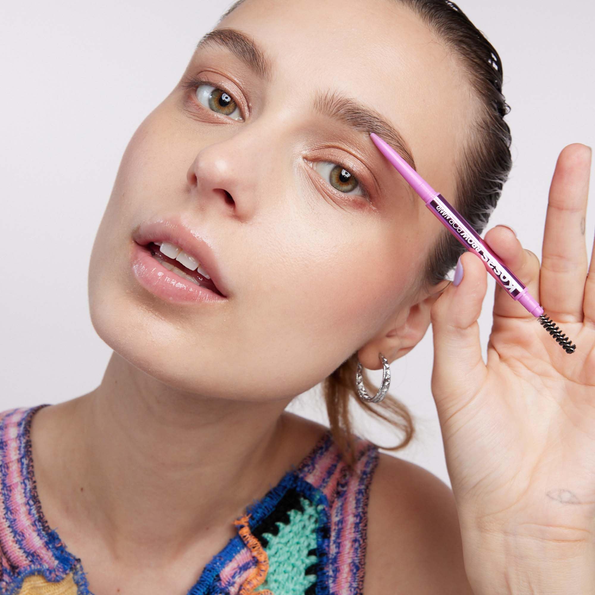 Kosas Brow Pop Nano application motion for feathered detailing