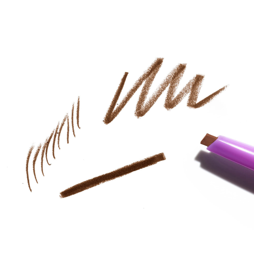 Kosas Brow Pop thin side creates feathered, hair-like strokes.