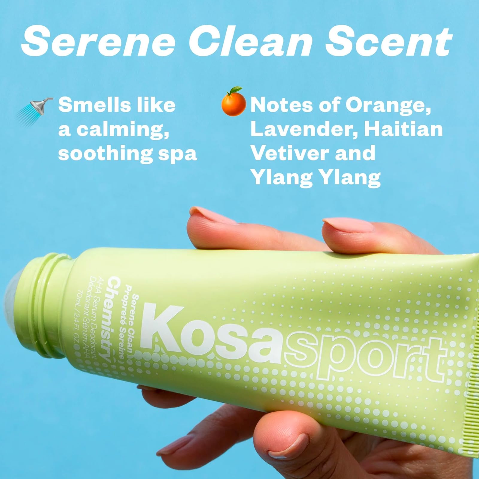 Kosas Chemistry Deodorant roller-ball focus highlights quick cooling and easy application.