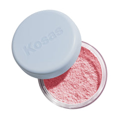 Kosas Cloud Set loose powder bottle pour showing airy, long-lasting finish
