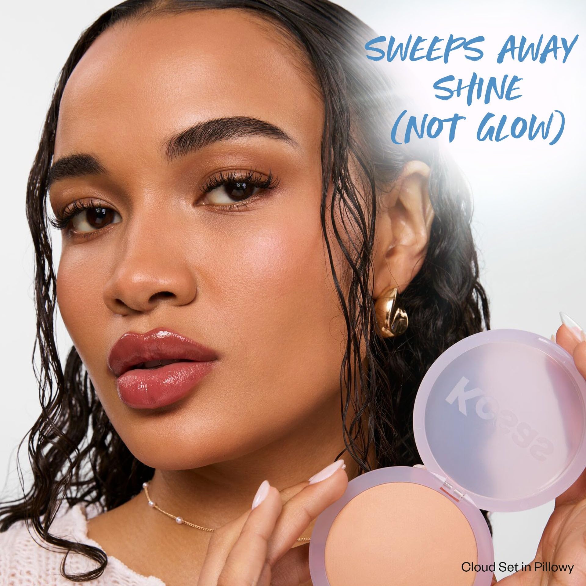 Kosas Cloud Set application with brush delivers blurring, shine control