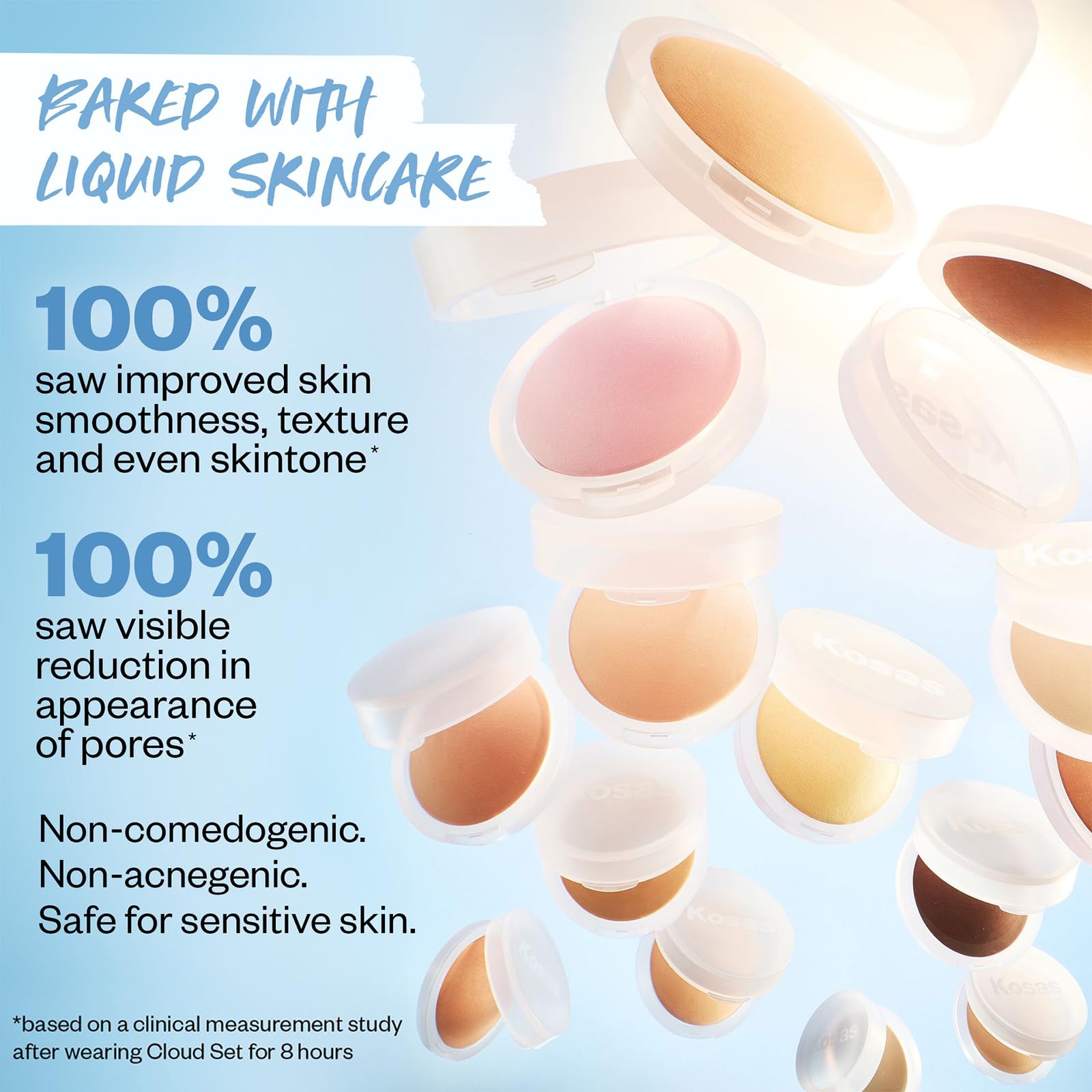 Kosas Cloud Set close-up reveals silky texture and natural diffused finish.