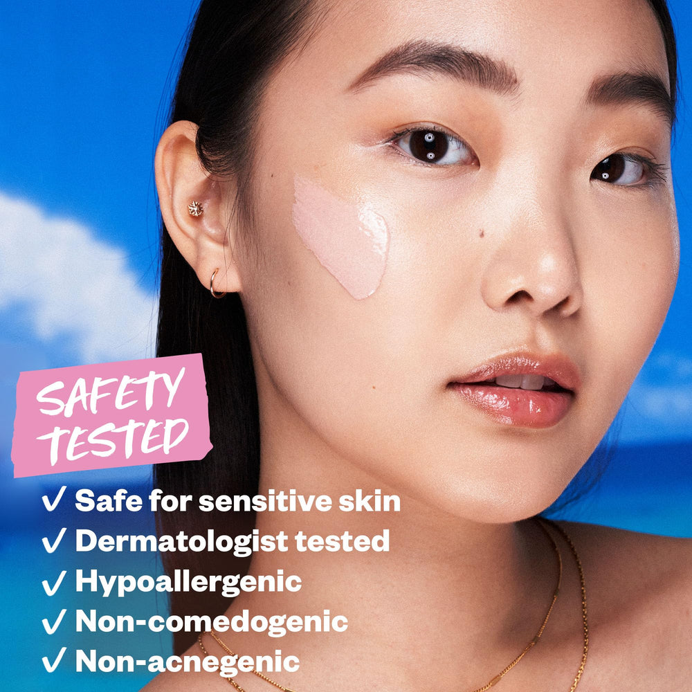 Kosas DreamBeam SPF40 on the face in action