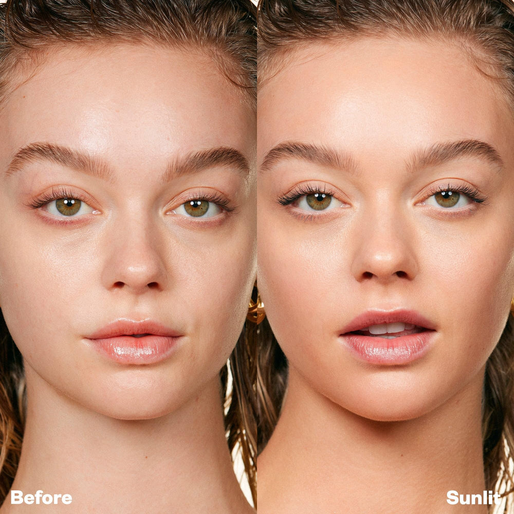 Kosas DreamBeam texture on skin showing lightweight, non-greasy finish.