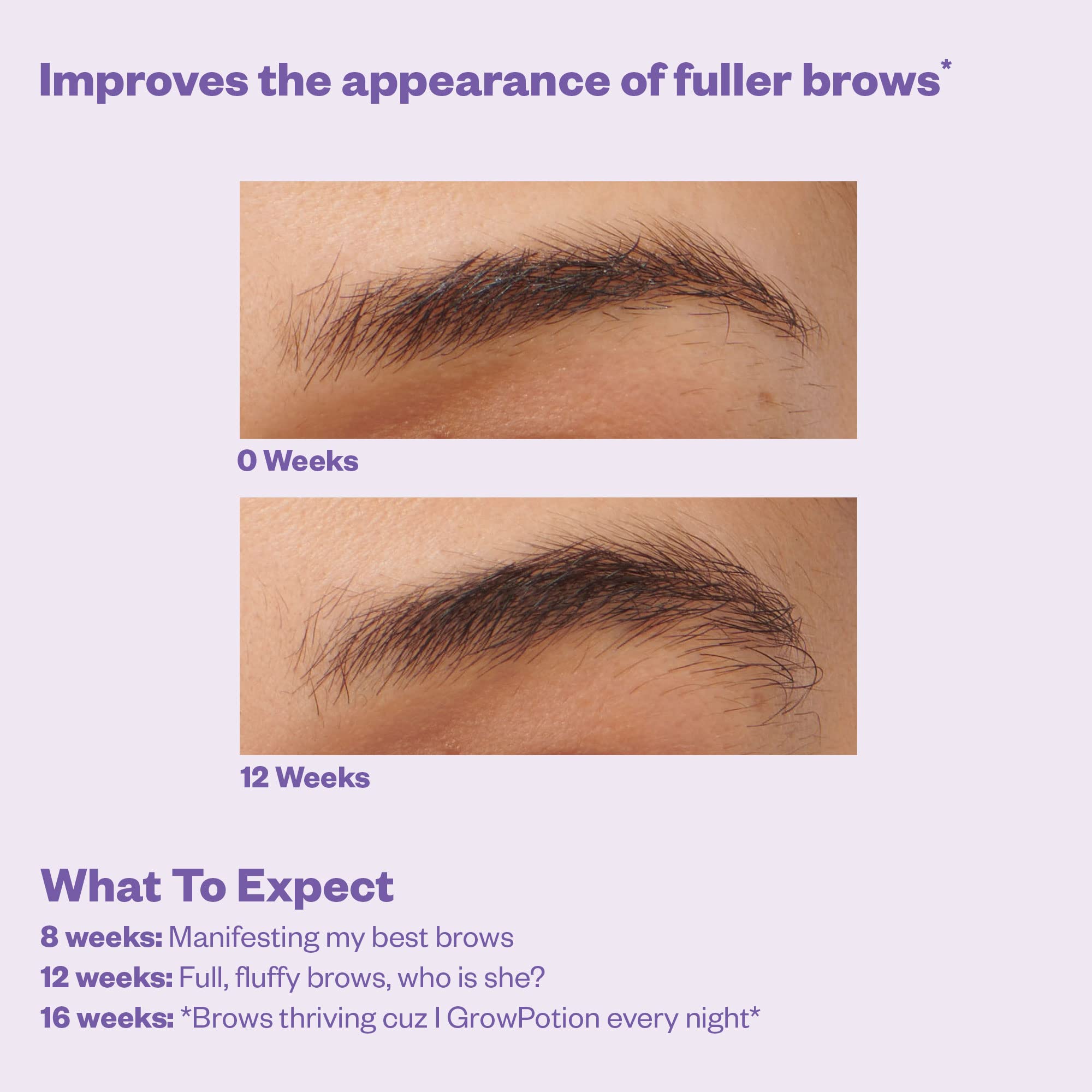 Kosas Grow Potion bottle with label highlights premium eyelash and eyebrow care