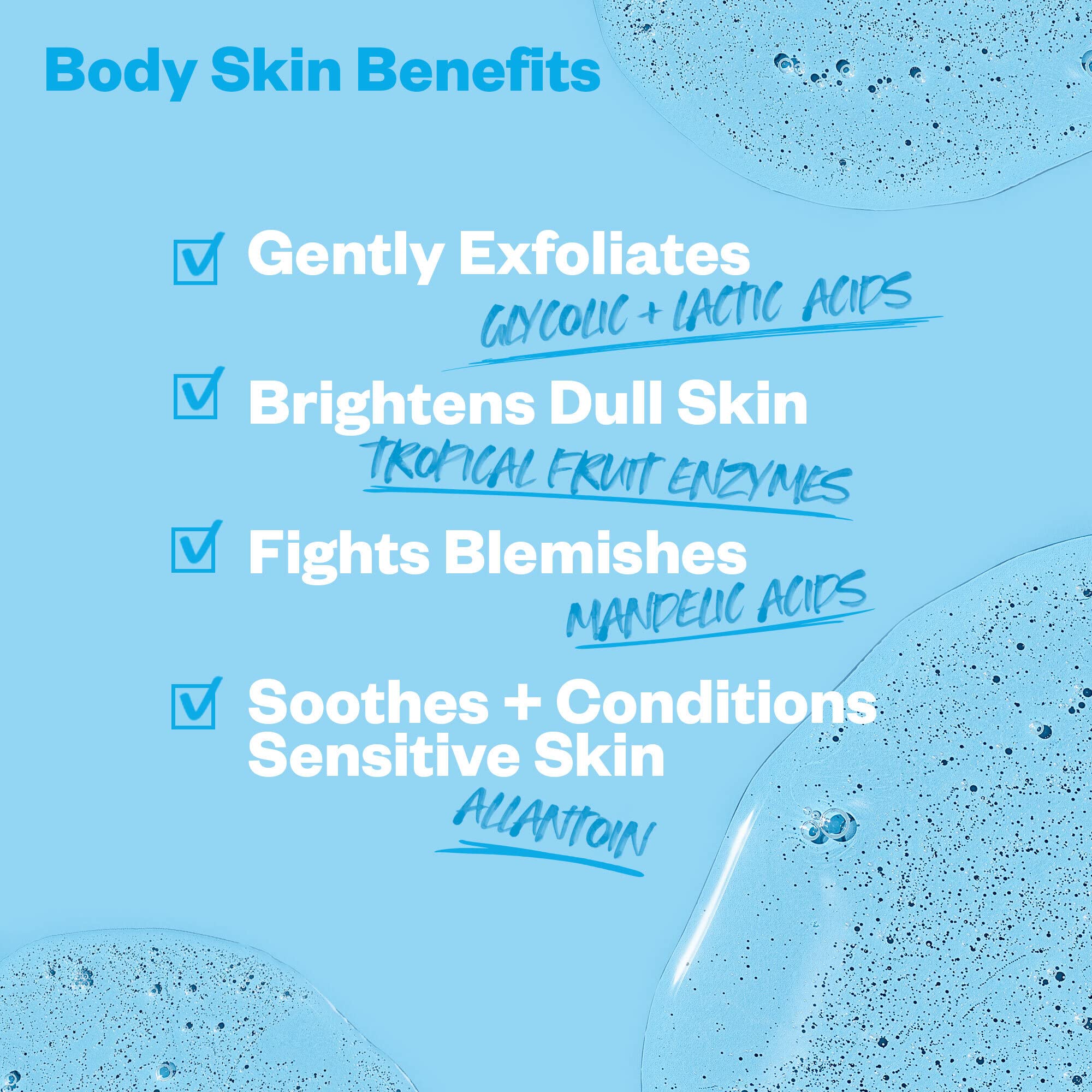 Kosas Kosasport Good Body Skin wash gel texture close-up showing gentle exfoliation benefits.
