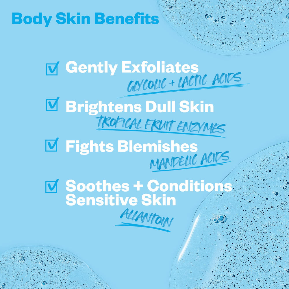 Kosas Kosasport Good Body Skin wash gel texture close-up showing gentle exfoliation benefits.
