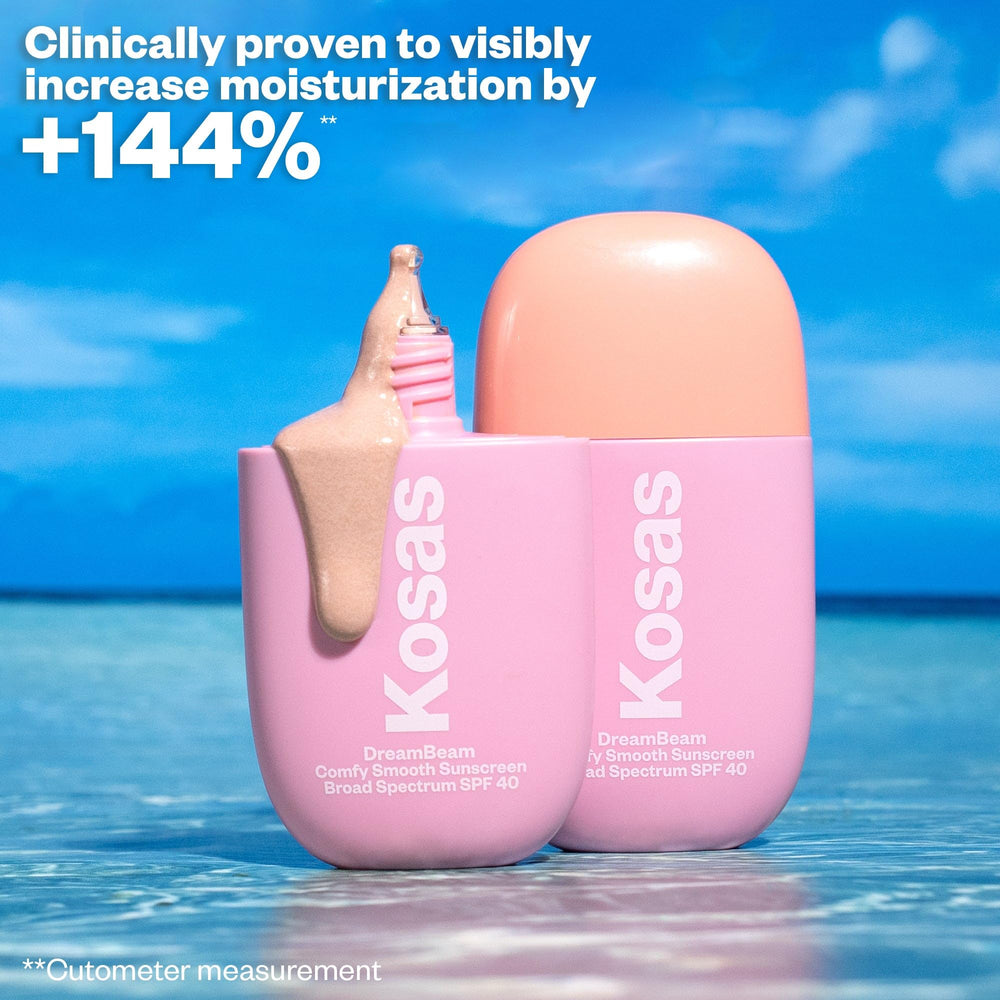 Hands applying Kosas DreamBeam create a lightweight, makeup-ready base