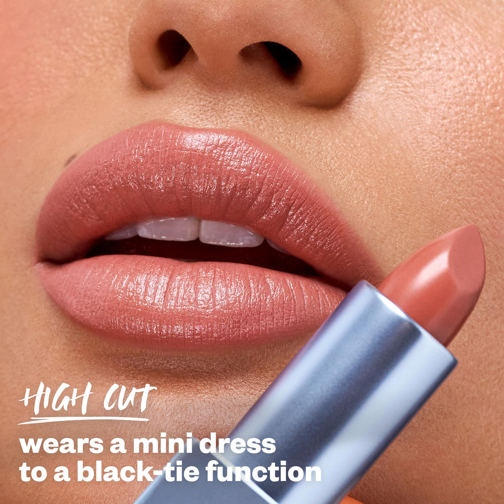 Kosas nourishing satin finish close-up showing creamy lip color.