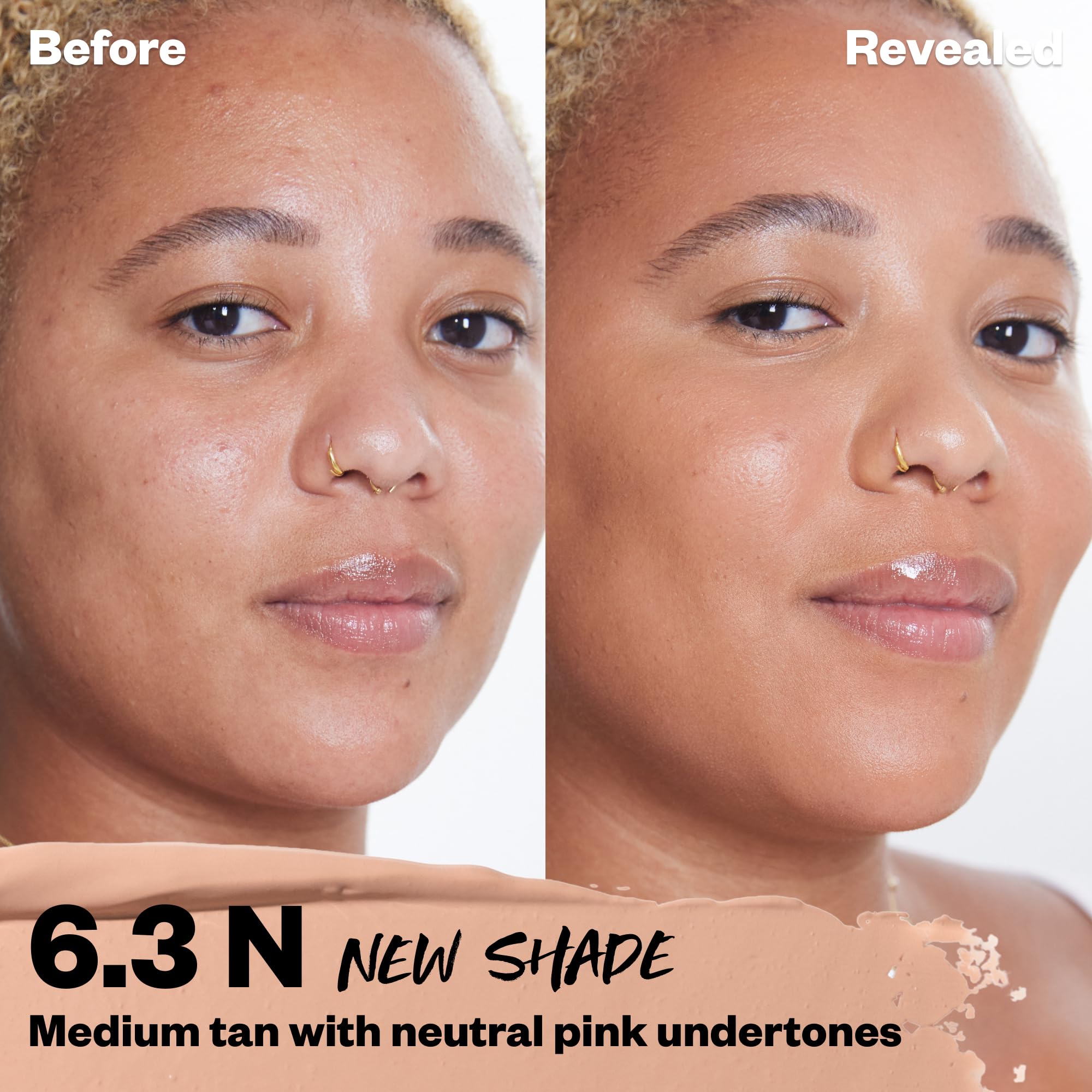 Kosas Revealer Concealer application close-up demonstrates smooth, buildable coverage for a natural look.