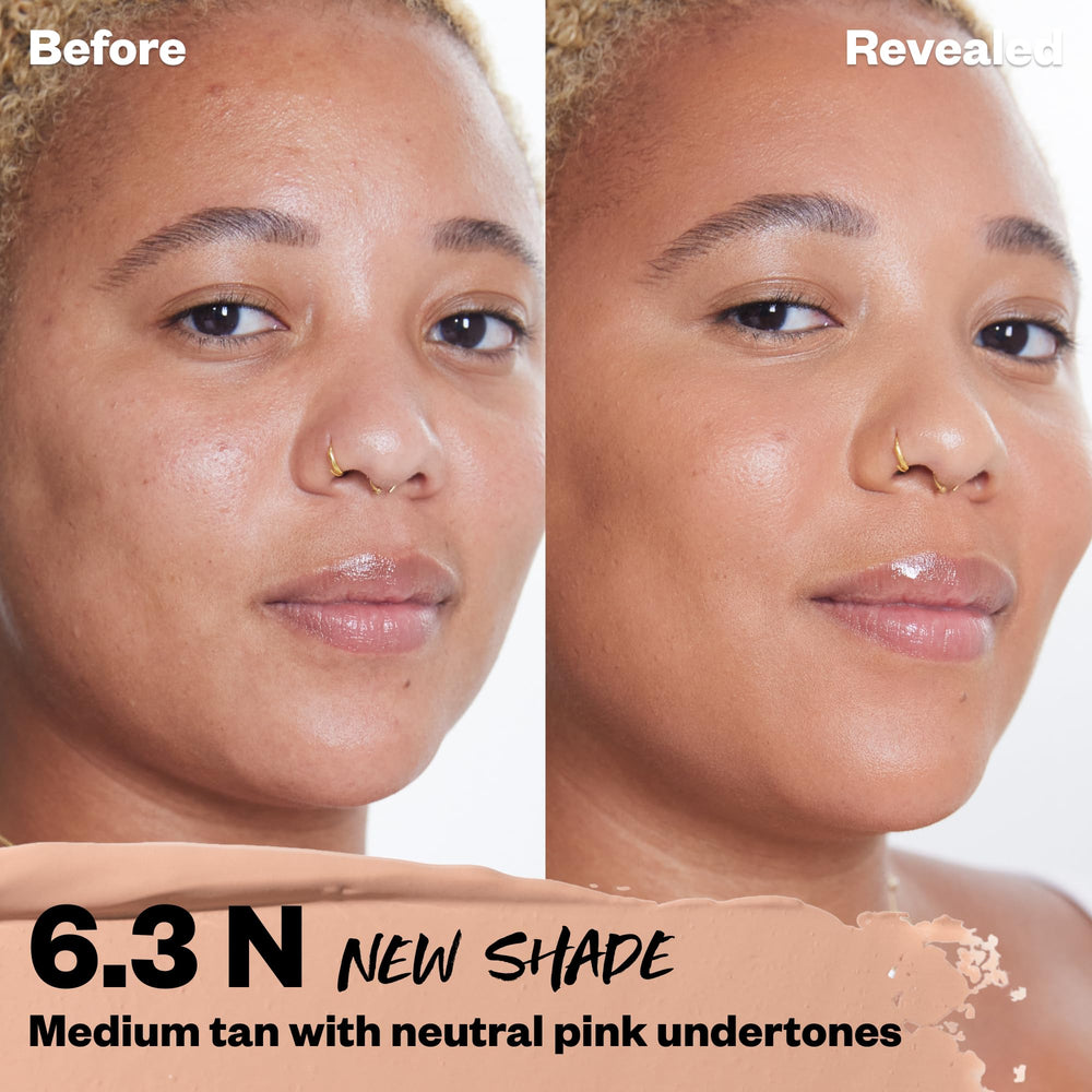 Kosas Revealer Concealer application close-up demonstrates smooth, buildable coverage for a natural look.