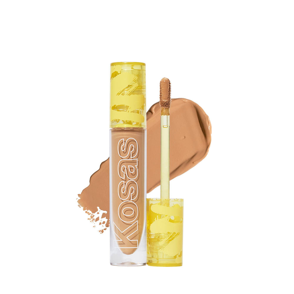 Kosas Revealer Concealer bottle close-up highlighting hydrating formula for a smooth under-eye finish.