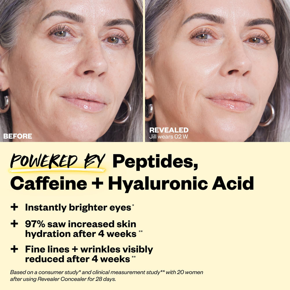 Hydration-focused Kosas Revealer Concealer formula with hyaluronic acid on skin