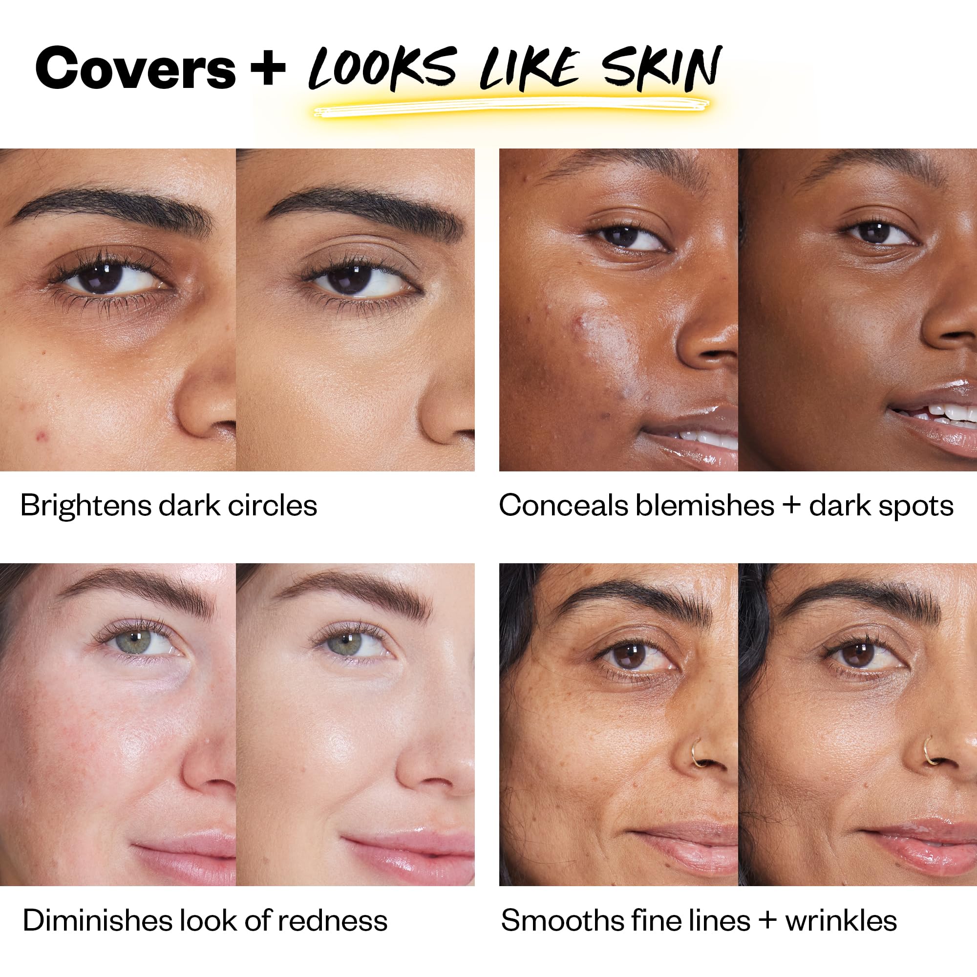 Kosas Revealer Concealer swatches revealing medium coverage for blemishes and under-eyes