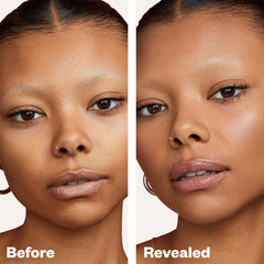 Close-up of Kosas Revealer texture highlighting breathable, weightless formula.