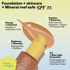 Texture close-up highlighting natural finish and pore-blurring effect