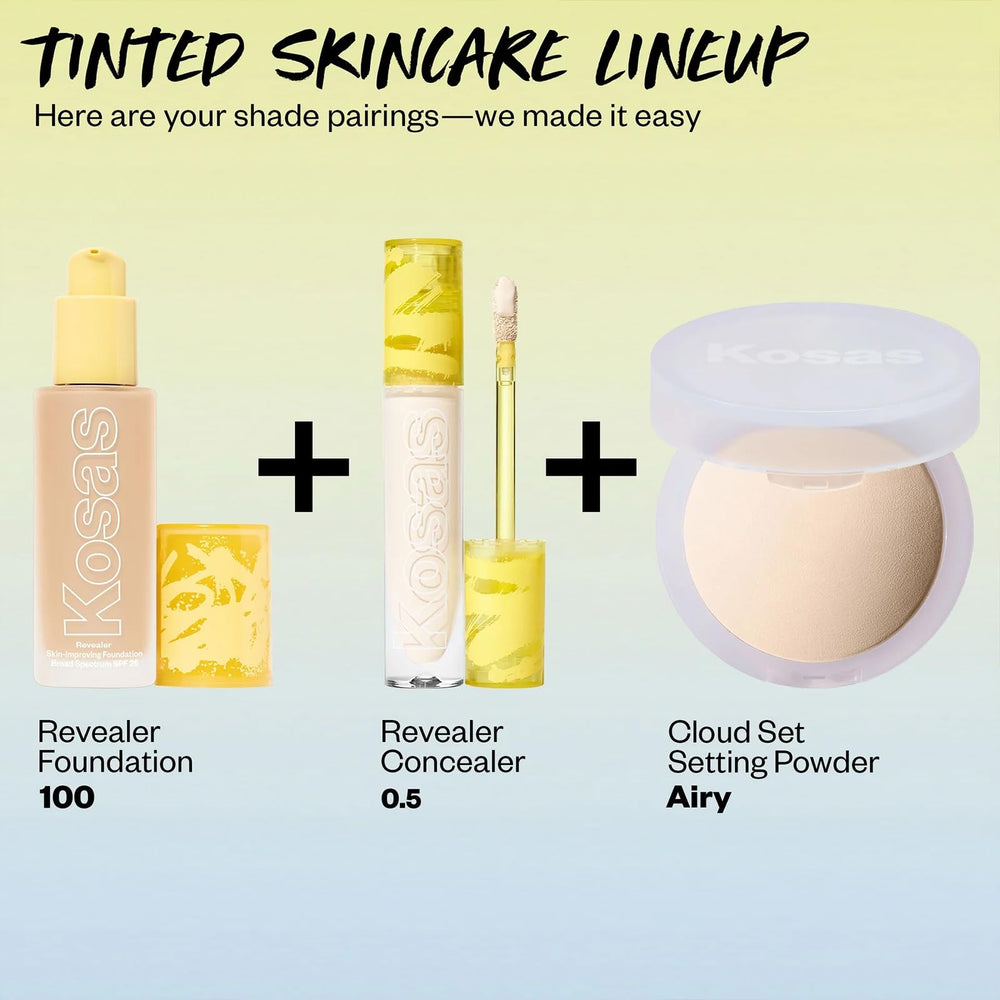 Kosas Revealer ingredients closeup hint at hydrating actives like hyaluronic acid.