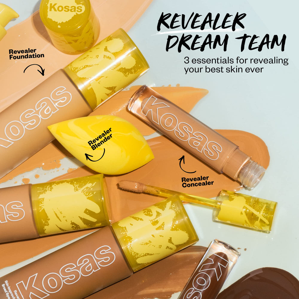 Kosas Revealer medium tan warm swatch matching warm undertones for balance