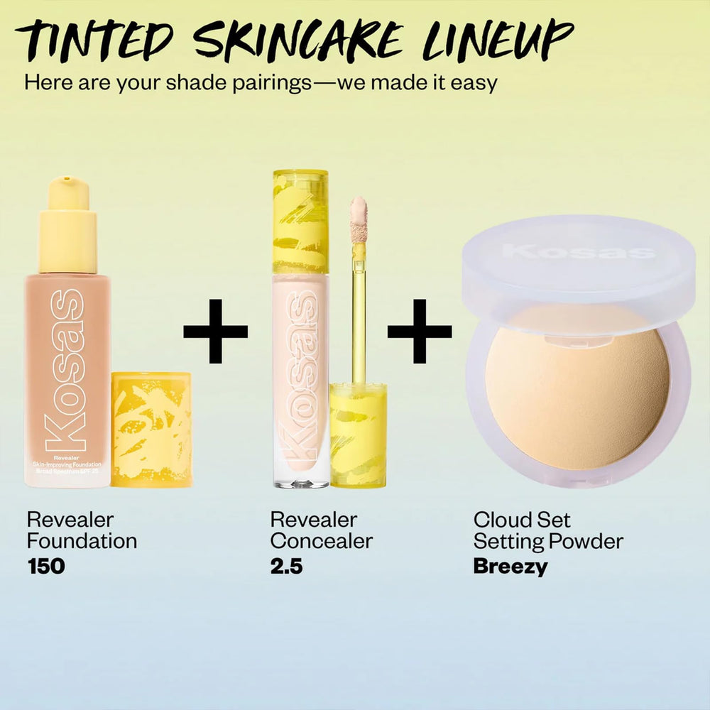 Kosas Revealer on-skin shot shows hydrated, brightened complexion.