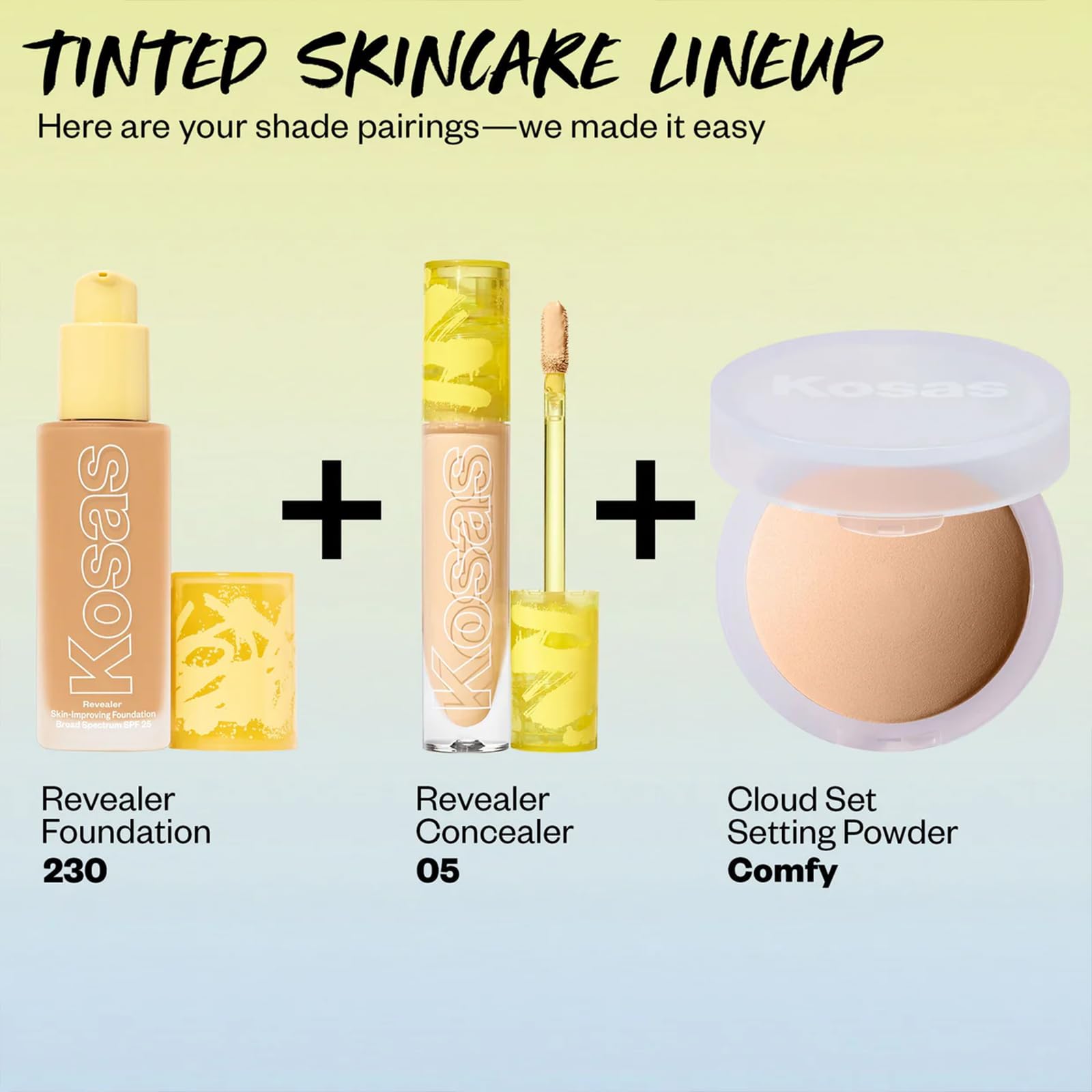 Kosas Revealer bottle highlights skincare actives like hyaluronic acid and niacinamide.
