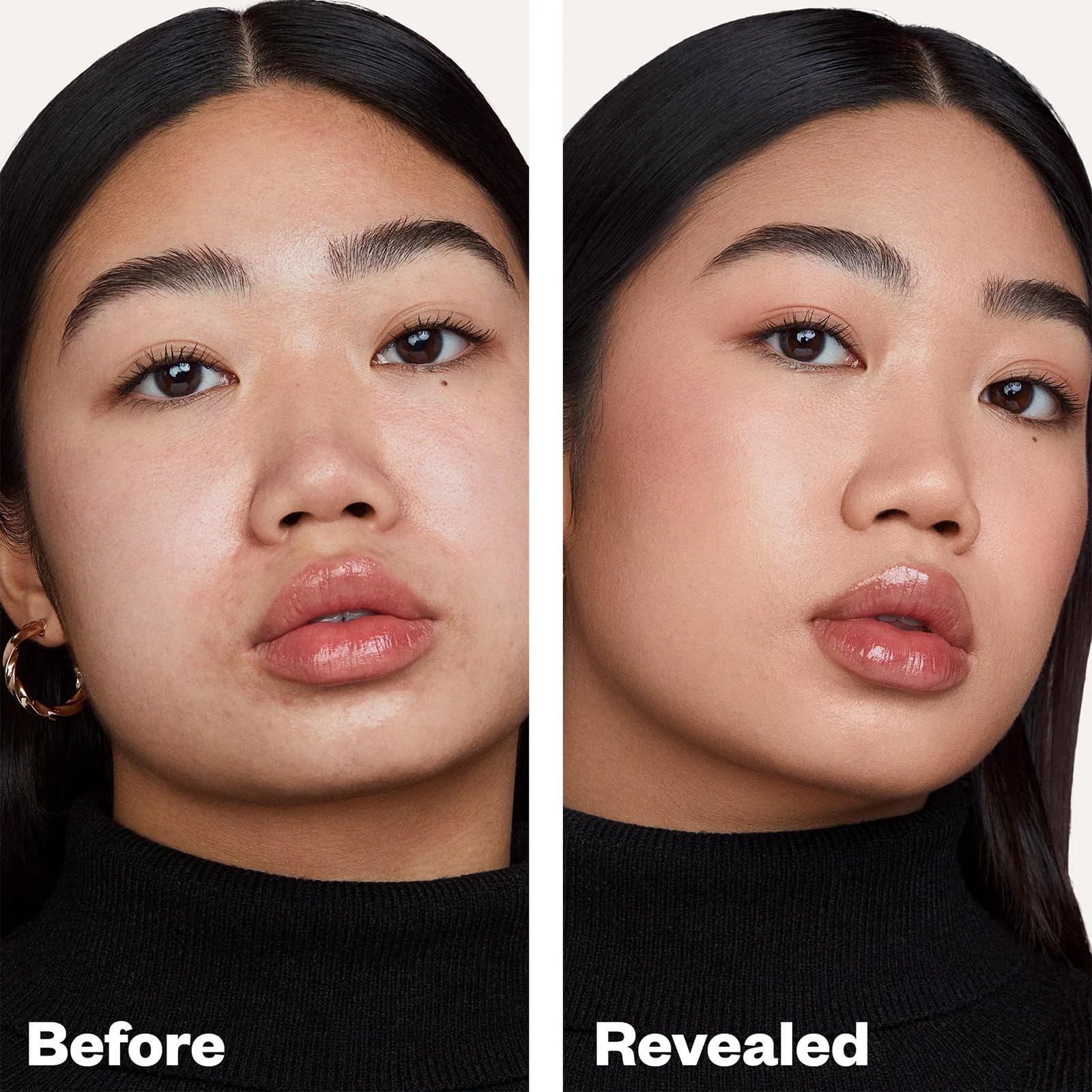 Kosas Revealer SPF 25 on cheek demonstrates breathable protection.