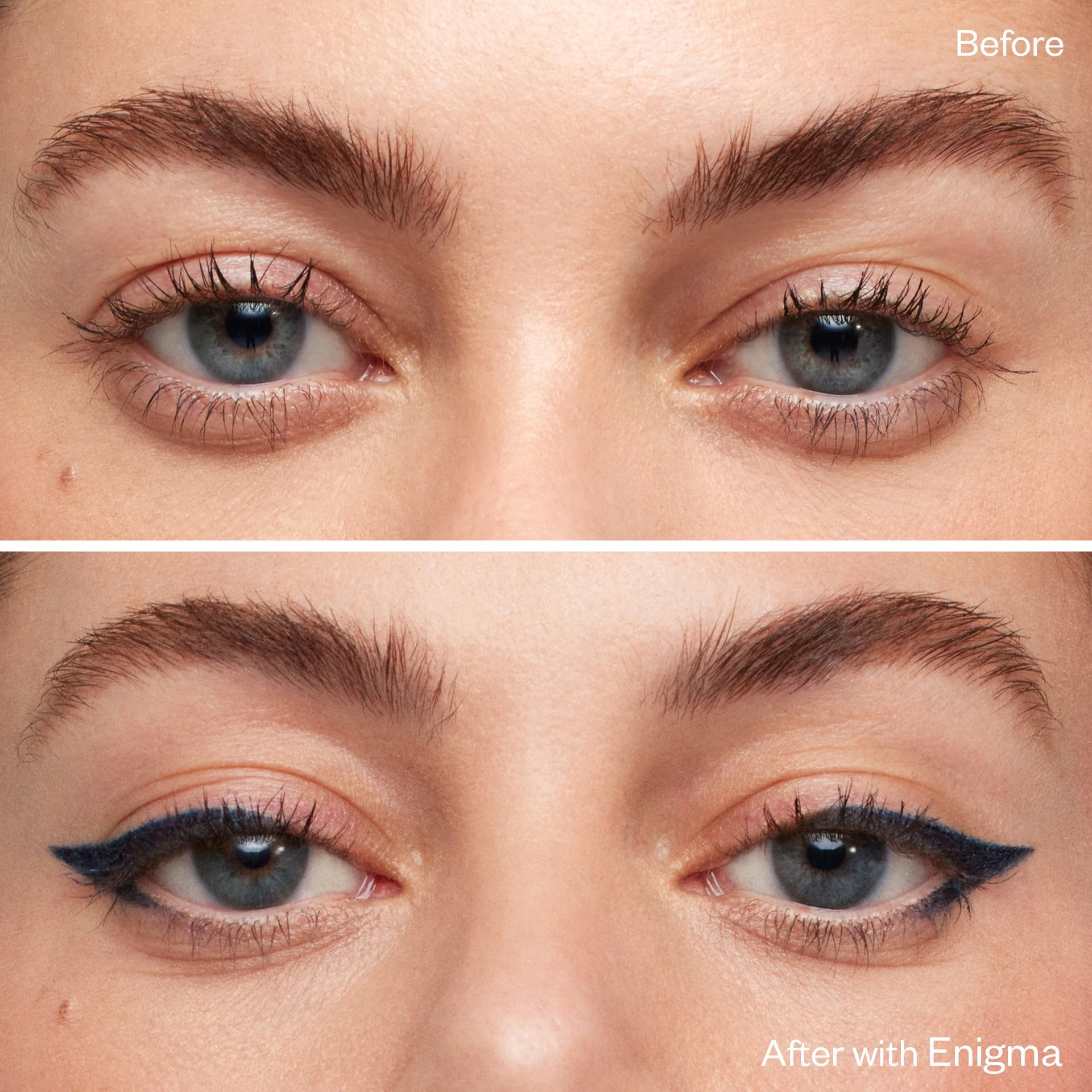 Precise line and smoky finish possible with Kosas Enigma eyeliner.