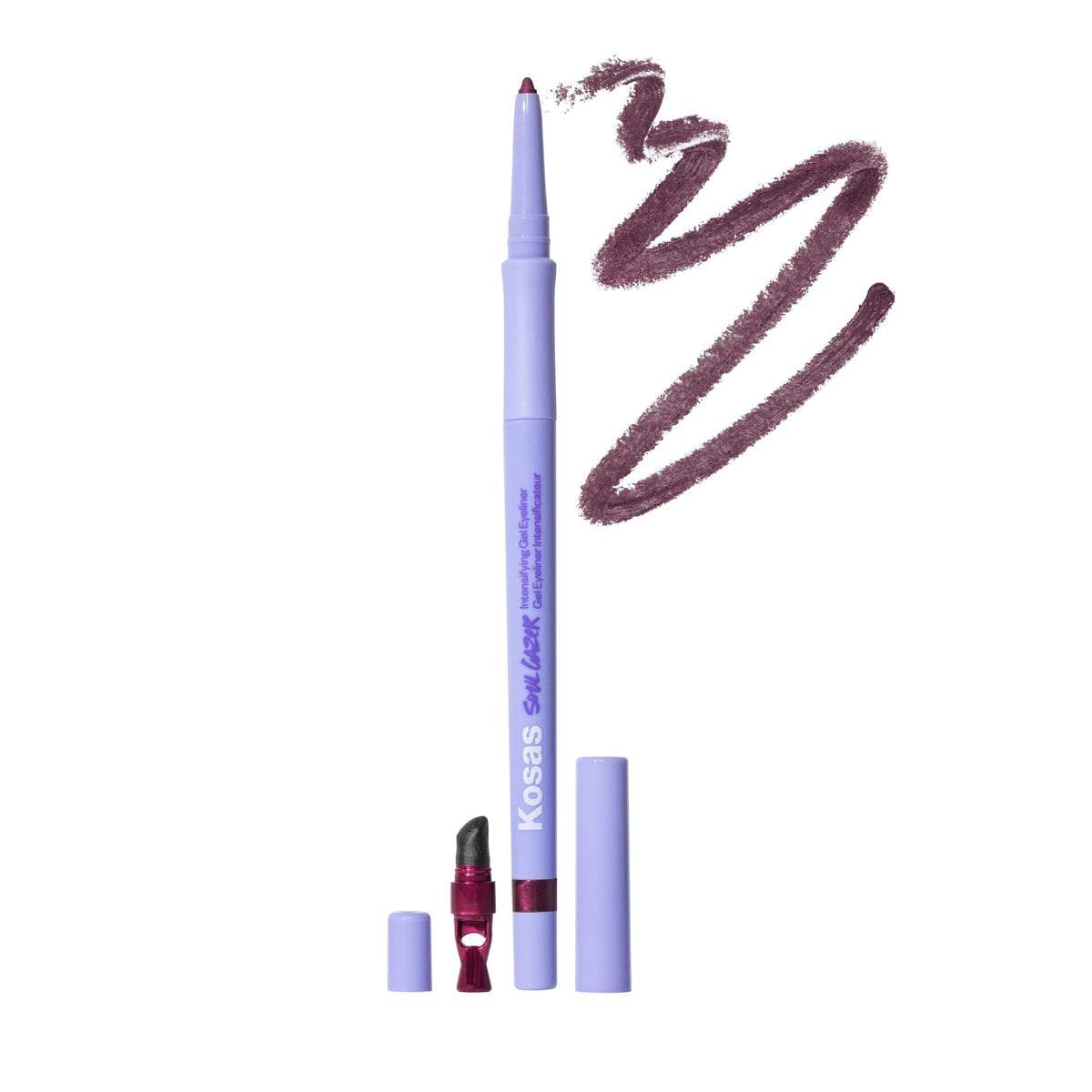 Kosas Soulgazer Bewitch close-up showing water-resistant eyeliner with smooth glide.