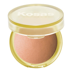Kosas Sun Show Glowy Warmth bronzer jar showing creamy, buildable texture for natural bronze.