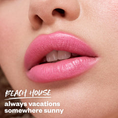 Kosas Weightless Lip Color Beach House lip swatch showing creamy, high-impact color