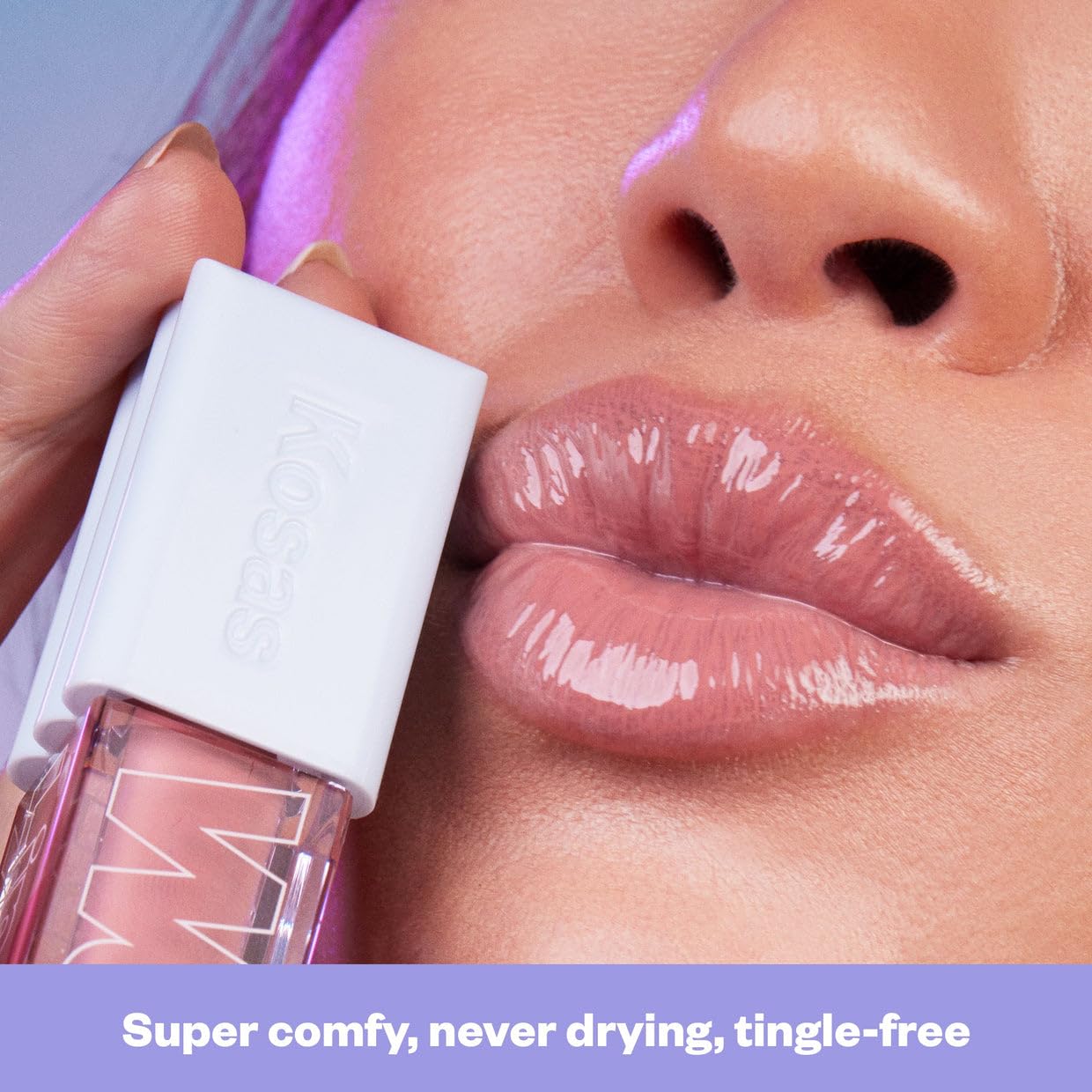 Kosas Wet Lip Oil Gloss uses contoured doe-foot applicator for precise application