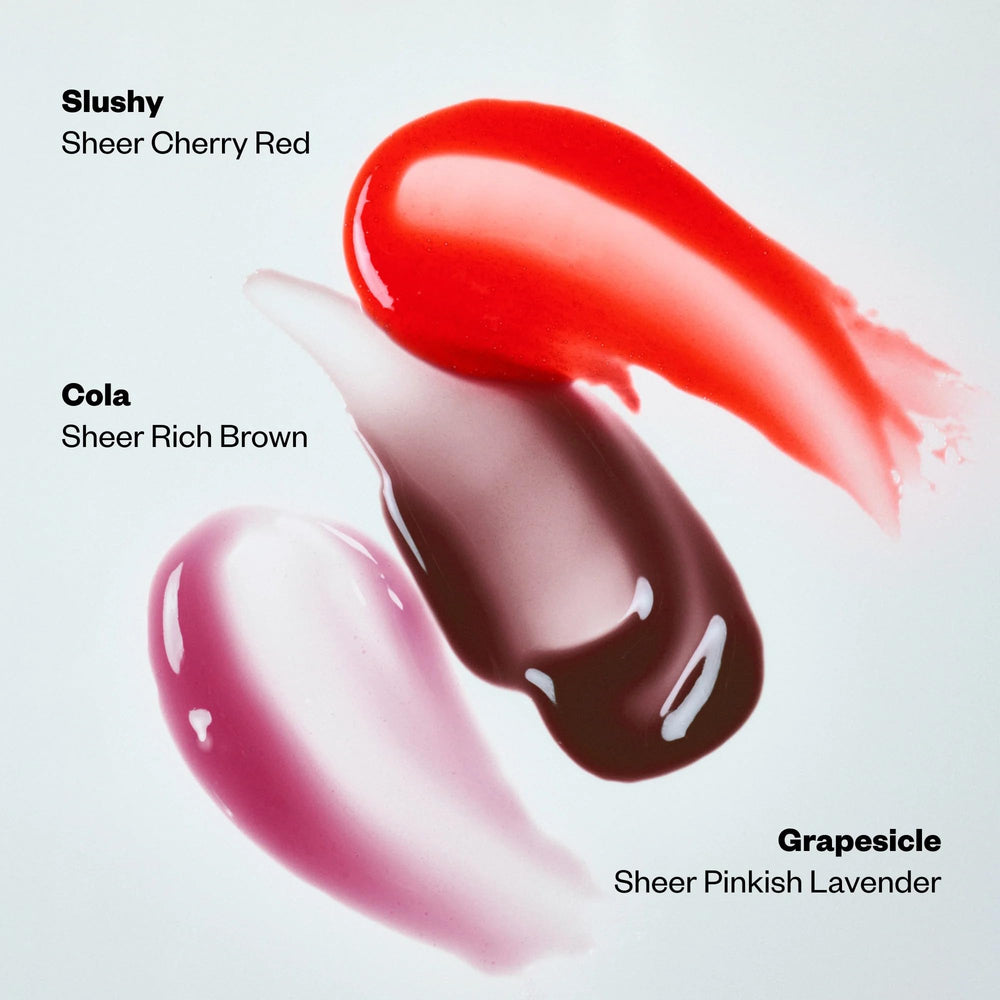 Kosas Wet Lip Oil Gloss layered over lipstick for extra shine