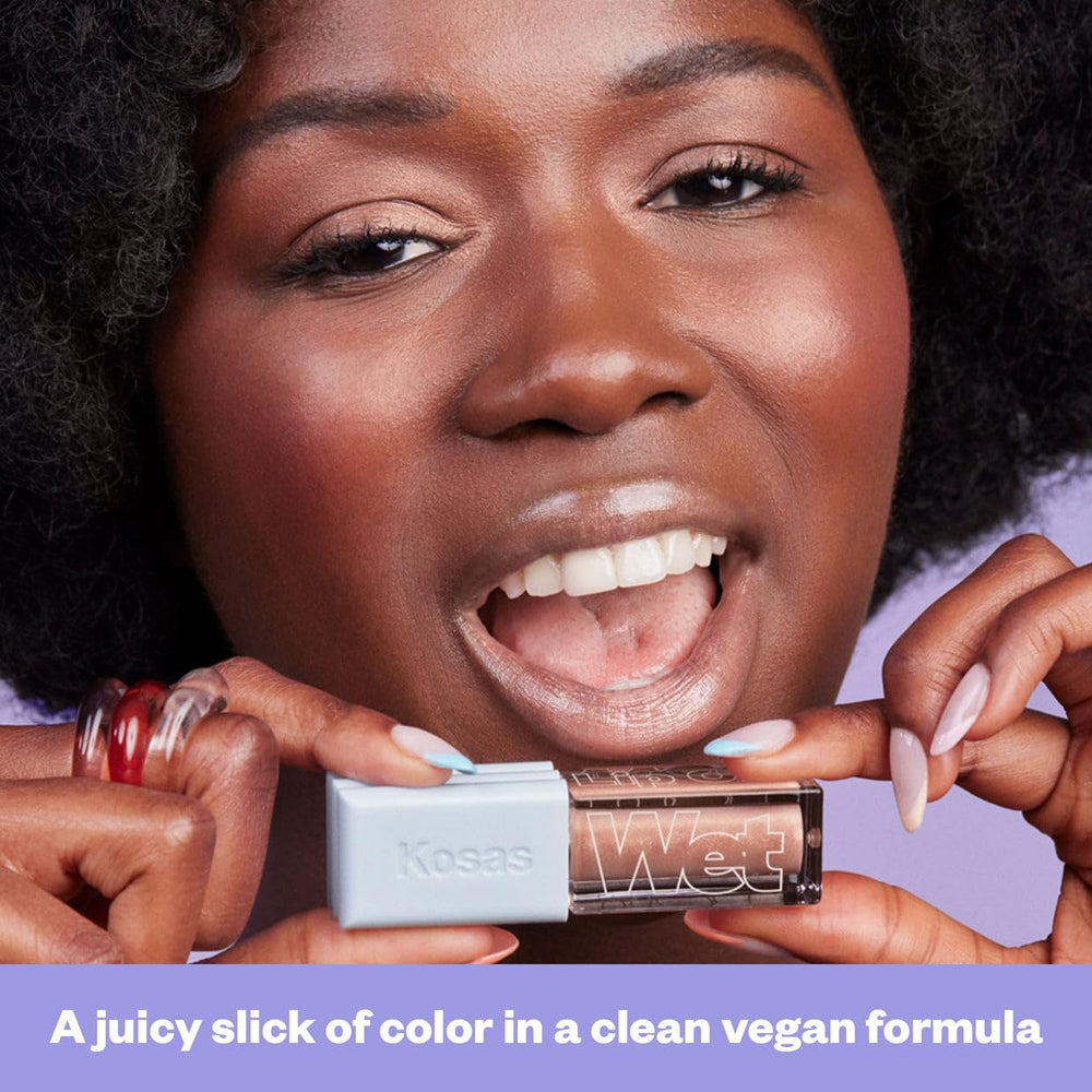 Kosas Wet Lip Oil Gloss peptides support smooth, comfortable lip feel