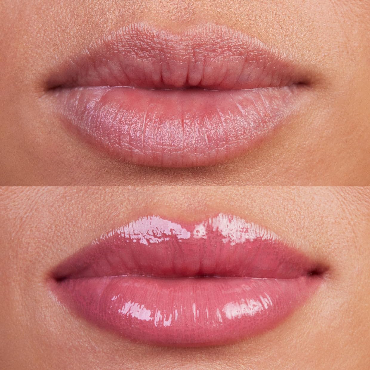 Kosas Wet Lip Oil Gloss texture on lips with a non-sticky finish