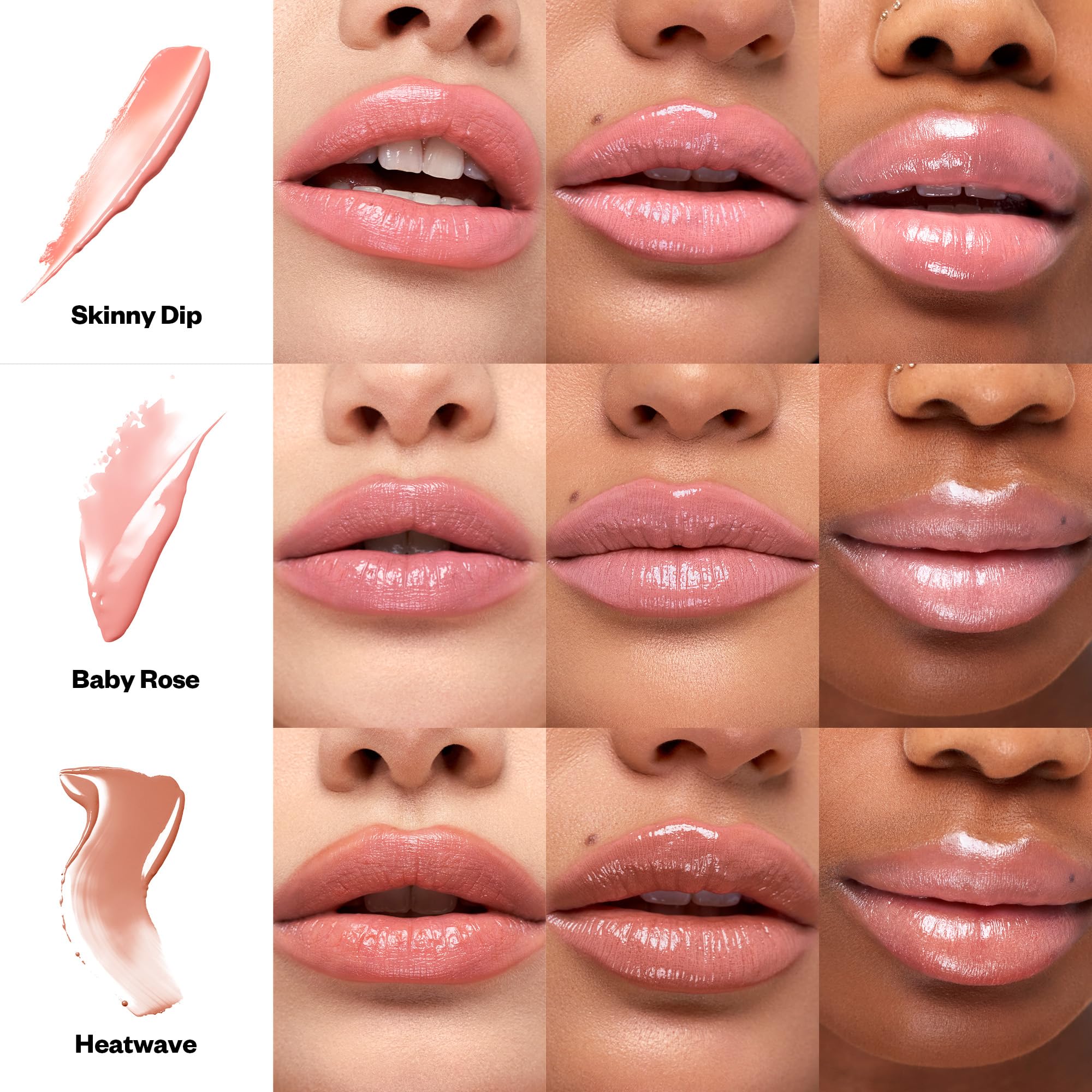 Kosas Wet Stick layered with Wet Lip Oil Gloss suggests a slick, high-shine look.