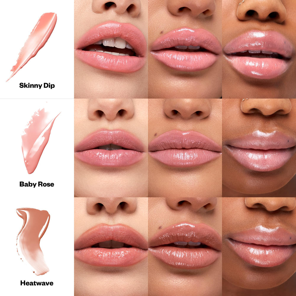 Kosas Wet Stick layered with Wet Lip Oil Gloss suggests a slick, high-shine look.