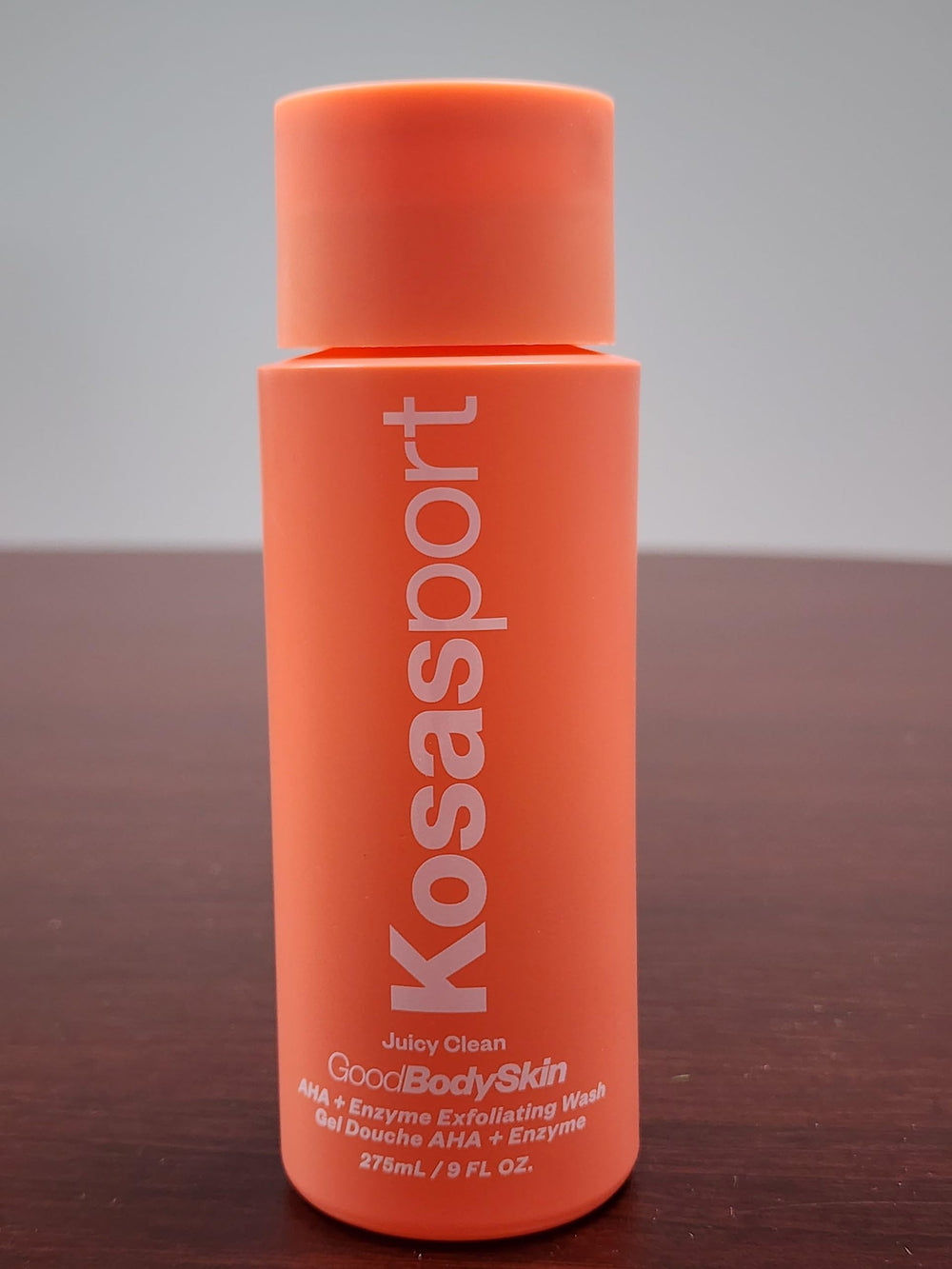 Kosasport Good Body Skin Exfoliating Cleanser enzyme and acid blend signals gentle exfoliation.