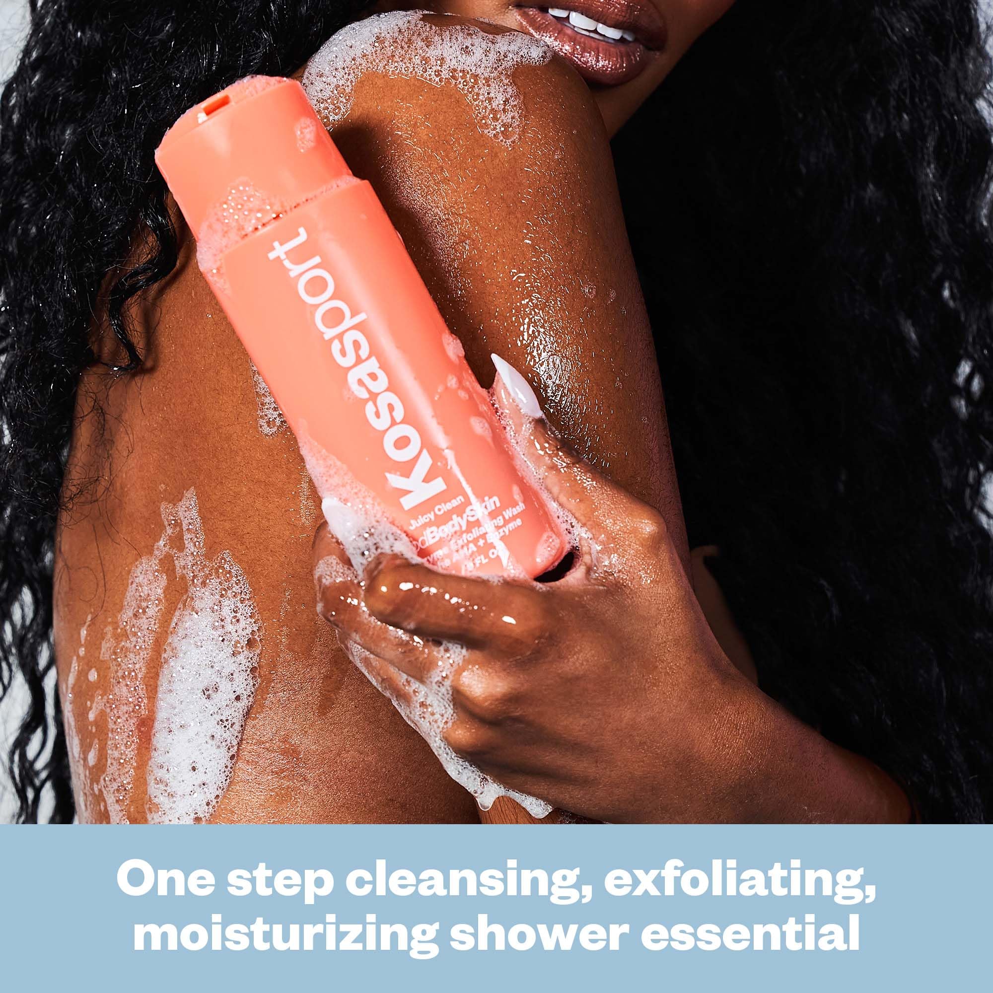 Kosasport Good Body Skin Exfoliating Cleanser gel texture for daily cleansing and exfoliation.
