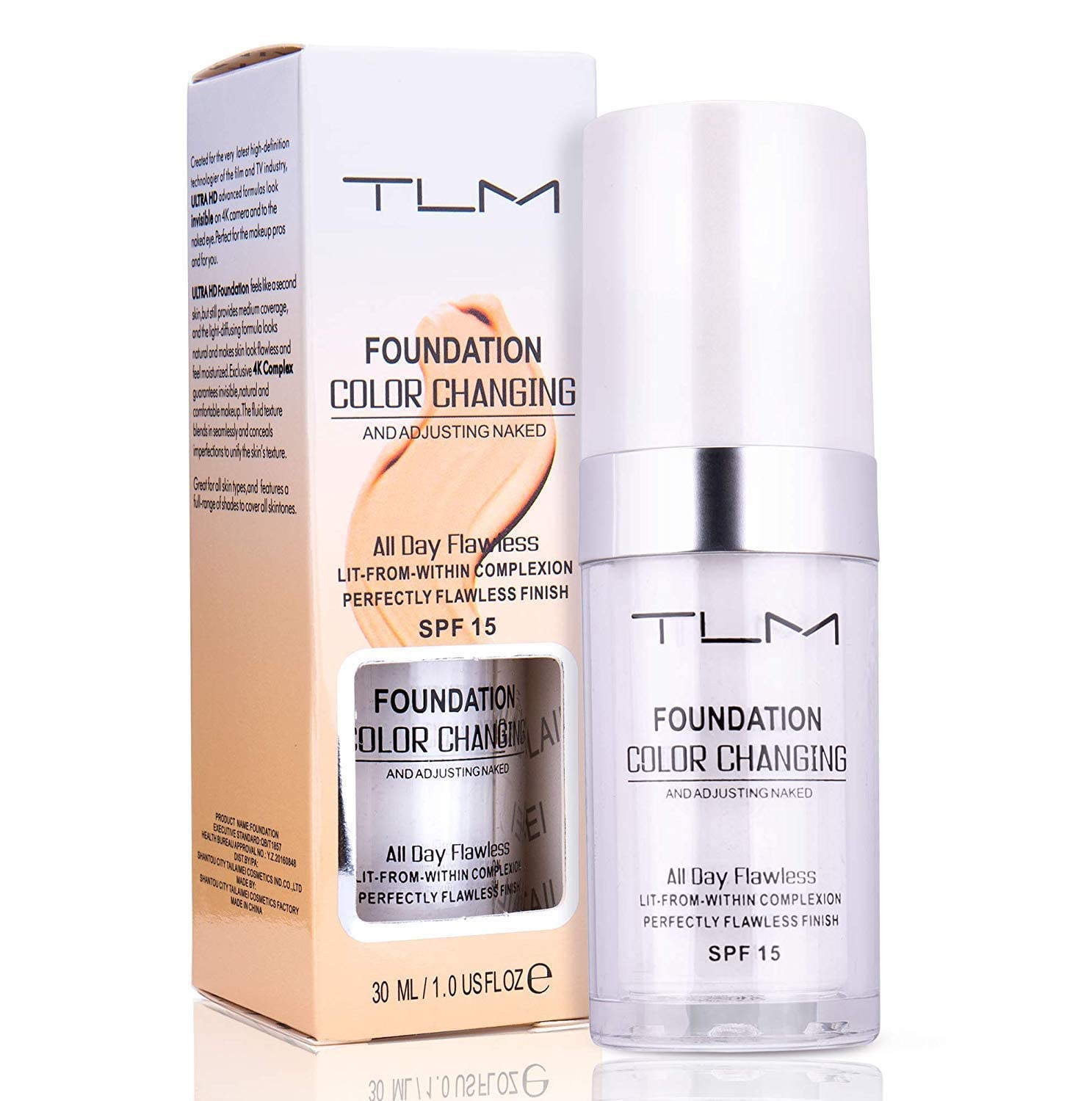 Kosimi TLM color-changing foundation bottle ready for daily blending.