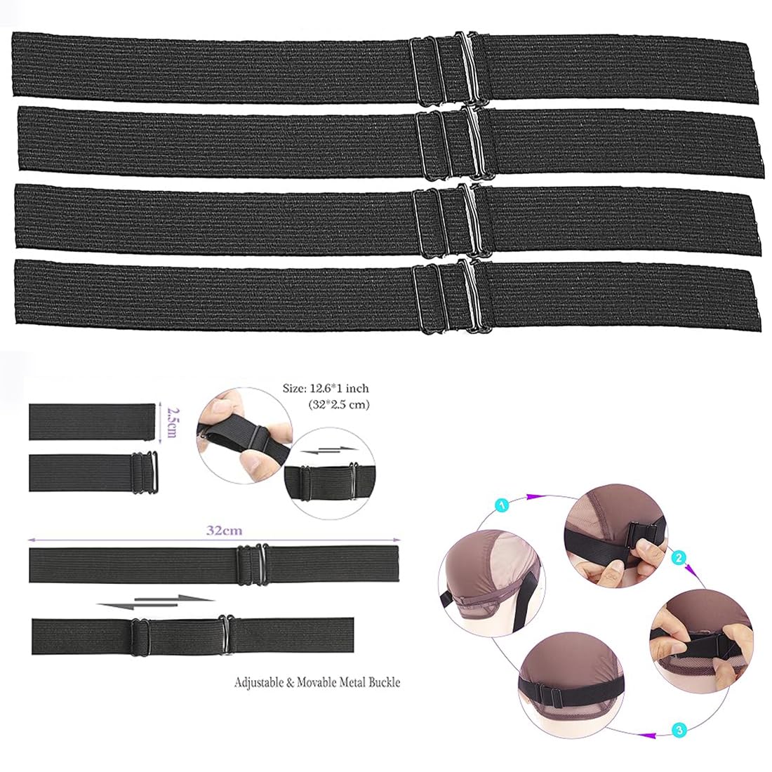 Koskusder wig-clip-metal-cloth-black keeps wigs secure during styling.