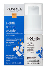 Kosmea serum texture pump close-up showing light, non-greasy finish