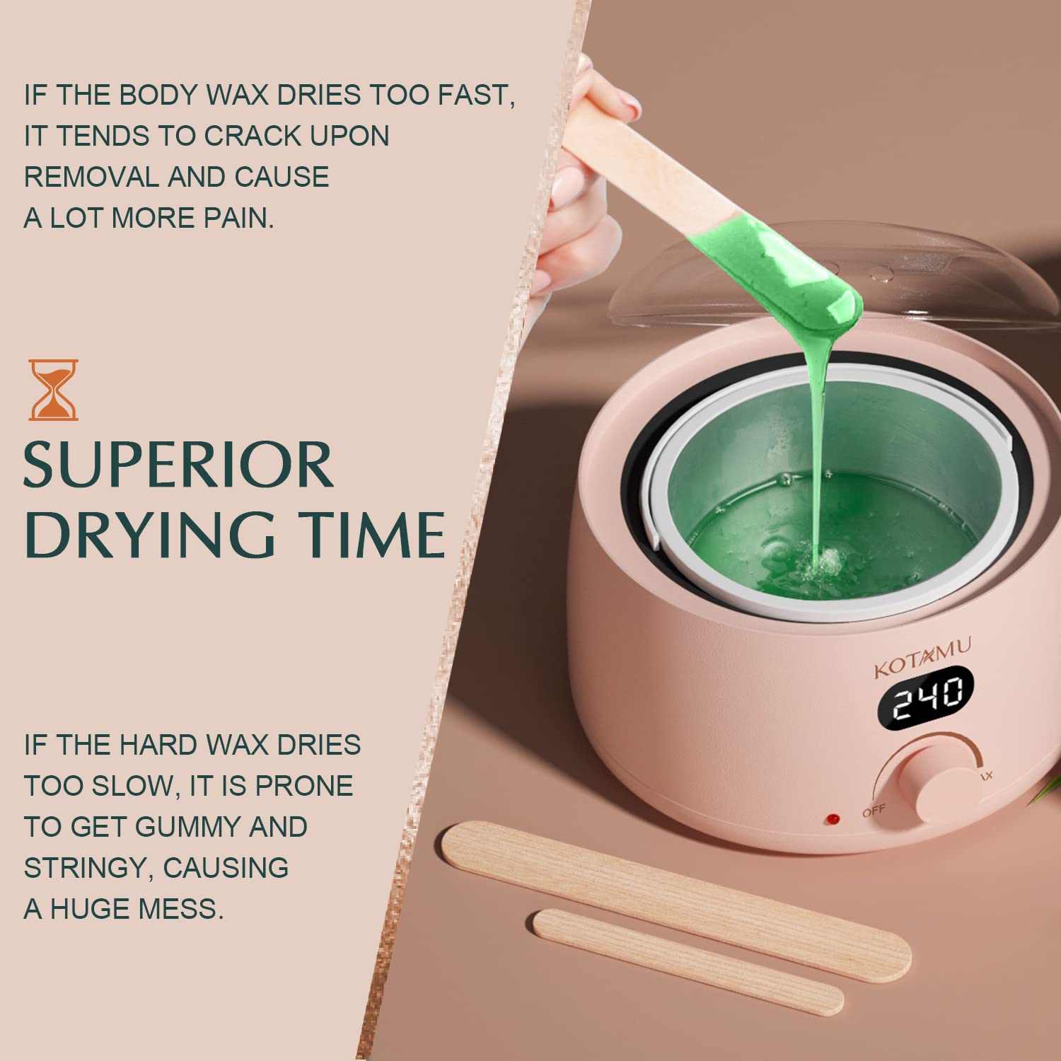 KOTAMU bikini area waxing close-up with precise grip