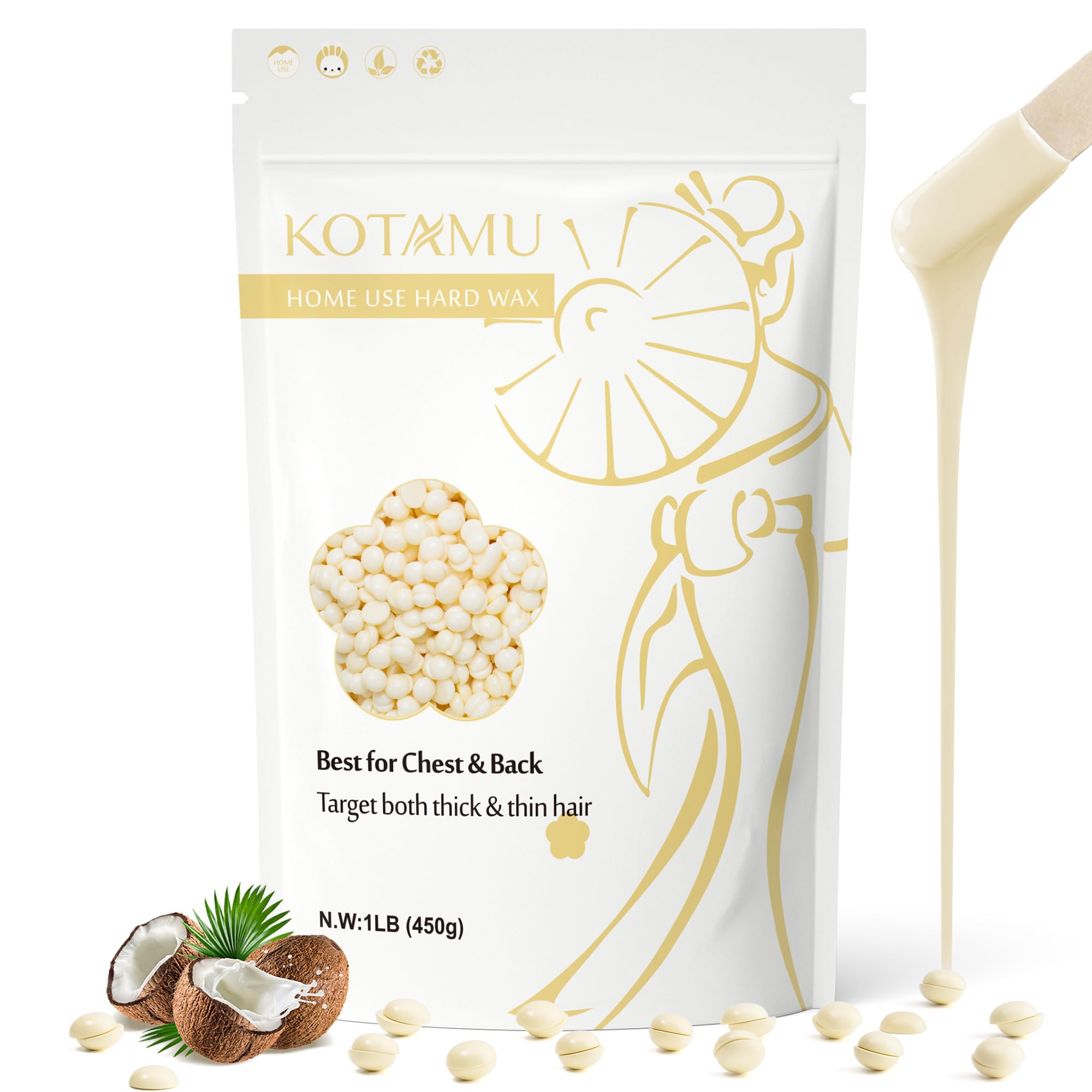 KOTAMU hard wax beads for gentle application on sensitive skin.
