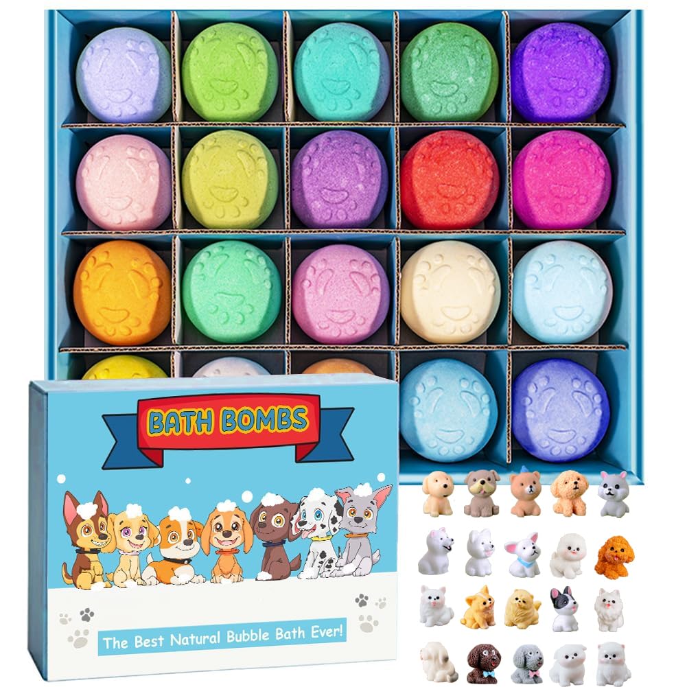 Kottke bath bombs with puppy inside for kids' surprise and color in bath.