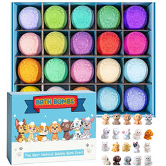Kottke bath bombs with puppy inside for kids' surprise and color in bath.