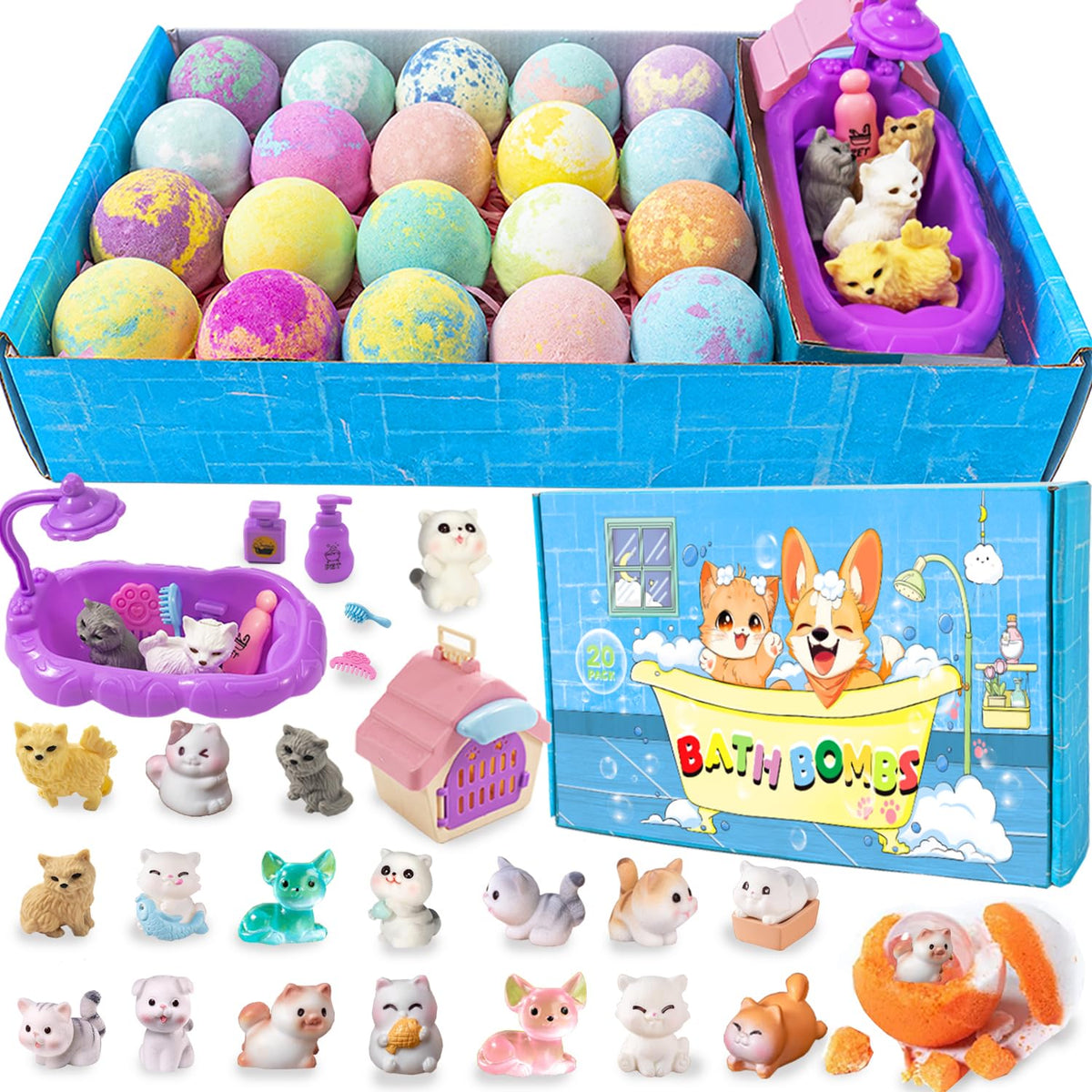 Kottke Kids Bath Bombs with Surprise Inside display colorful fizz for bath time fun.