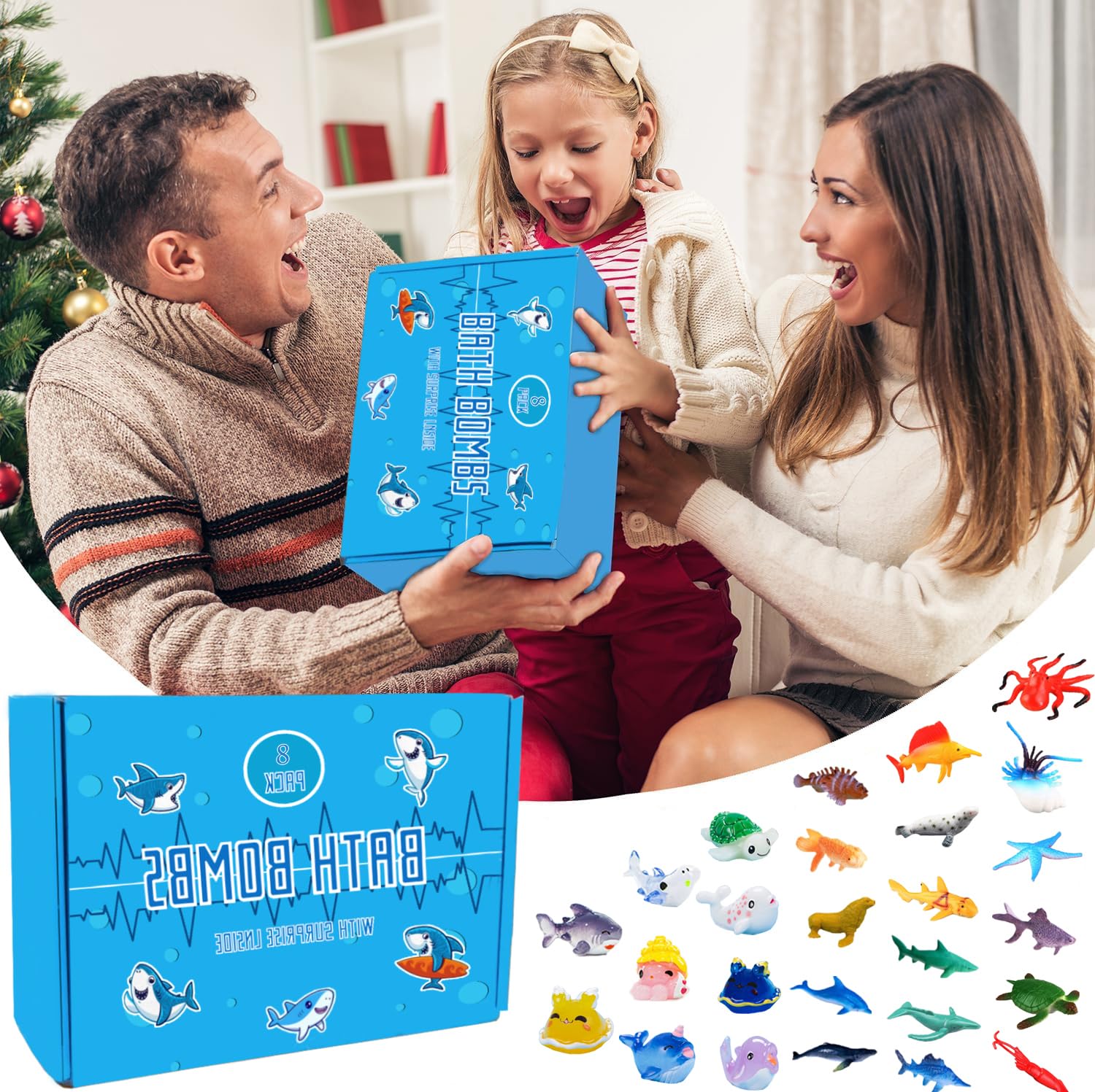 Kottke Shark Bath Bombs packaged as a vibrant, gift-ready set.