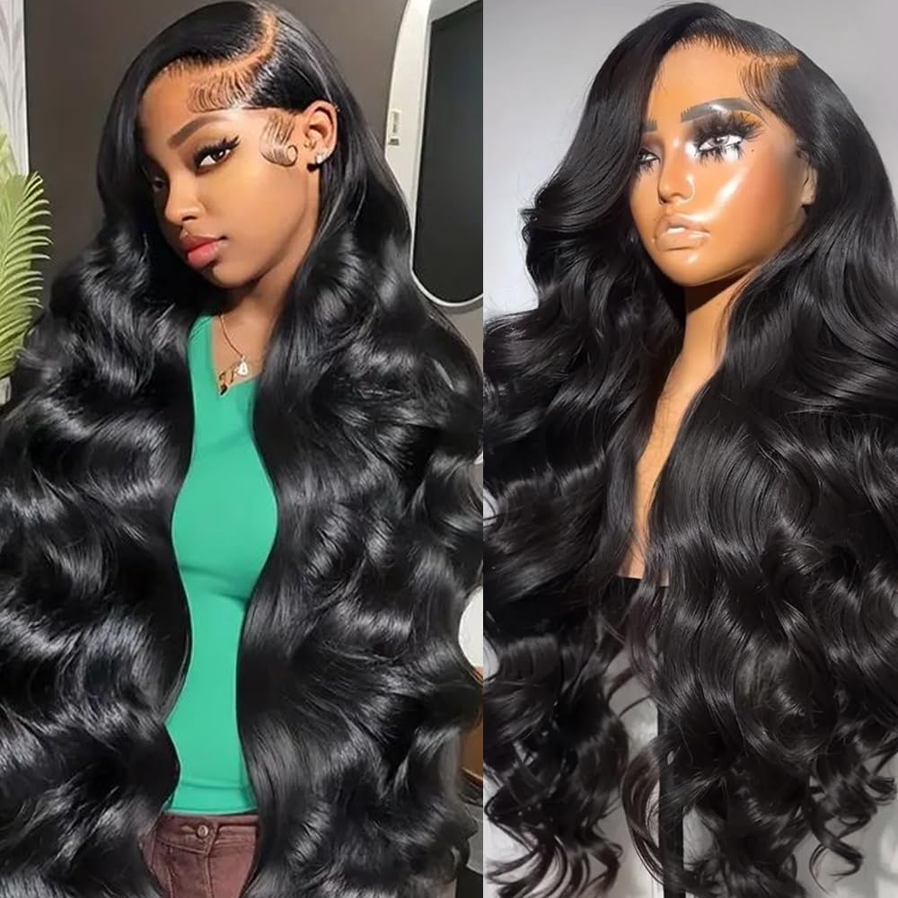 KOTTN 32-inch body wave wig in front view offers natural scalp appearance for everyday wear.