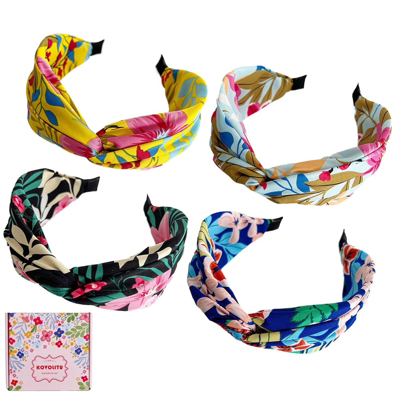 KOVOLITU floral leaves headband wide 7cm offers secure all-day wear.
