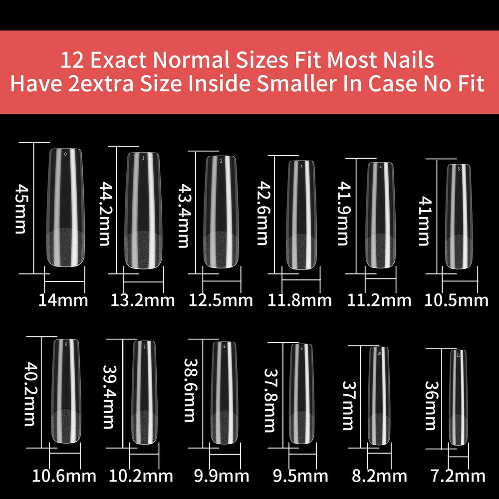 KOXXIAMOQ tapered square full-cover tips for natural-looking length