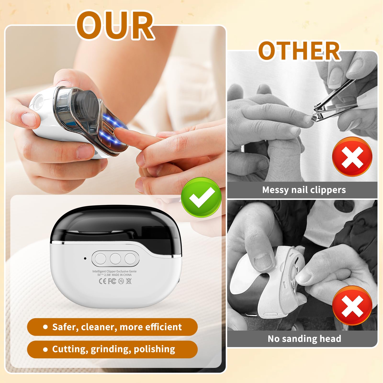 KOYIOOUADO ultra-quiet motor minimizes disturbance during nail care.